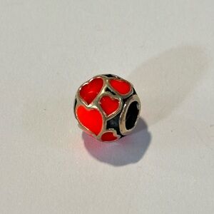 Authentic Retired Pandora Red Hot Hearts 925 Sterling Heart Bracelet Charm